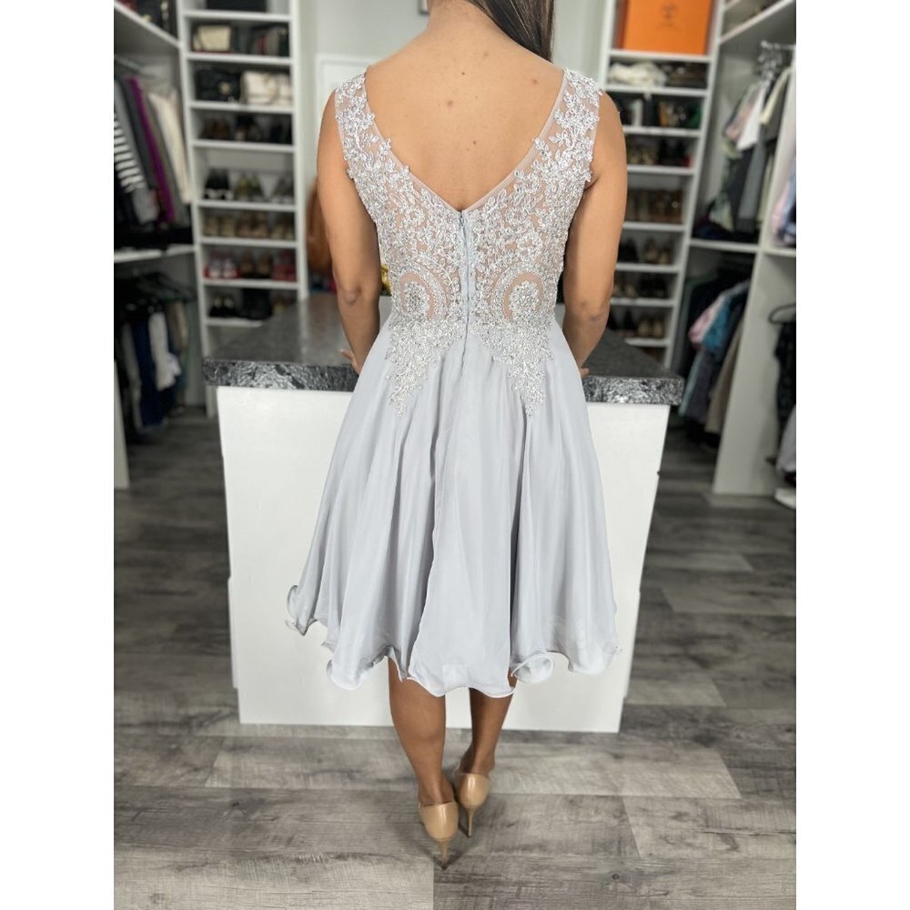 NWT May Queen Silver Embroidered A-Line Dress $118 - Picture 10 of 15